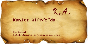 Kanitz Alfréda névjegykártya